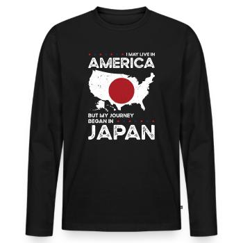 Born Japanese Japan American USA Citizenship - Men's Premium Organic Long Sleeve Shirt - black - Front - Nico (187cm)