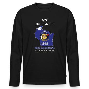 Rien ne me fait peur Wisconsinite Mari - T-shirt manches longues Premium bio Homme - noir - Devant - Nico (187cm)