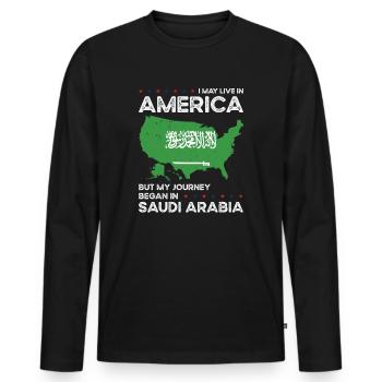 Geborener Saudi-Araber Saudi-Arabien Amerikaner - Männer Premium Bio Langarmshirt - Schwarz - Vorne - Nico (187cm)