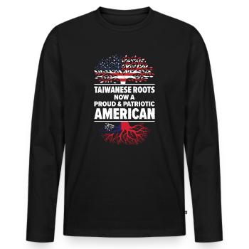 Né à Taïwan, Taïwanais, Américain, États-Unis - T-shirt manches longues Premium bio Homme - noir - Devant - Nico (187cm)
