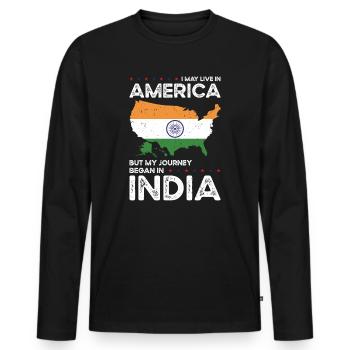 Born Indian India American USA Citizenship - Men's Premium Organic Long Sleeve Shirt - black - Front - Nico (187cm)