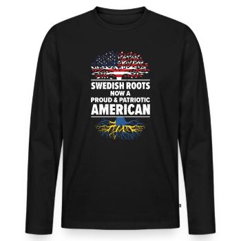 Né en Suède, Suède, Américain, États-Unis - T-shirt manches longues Premium bio Homme - noir - Devant - Nico (187cm)