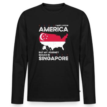 Geboren in Singapur Singapur Amerikaner USA - Männer Premium Bio Langarmshirt - Schwarz - Vorne - Nico (187cm)