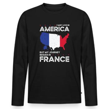 Né Français France États-Unis - T-shirt manches longues Premium bio Homme - noir - Devant - Nico (187cm)