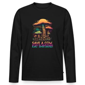 Shiitake Pilz Wald Pilz Shiitake Moral Vegan Umami - Männer Premium Bio Langarmshirt - Schwarz - Vorne - Nico (187cm)