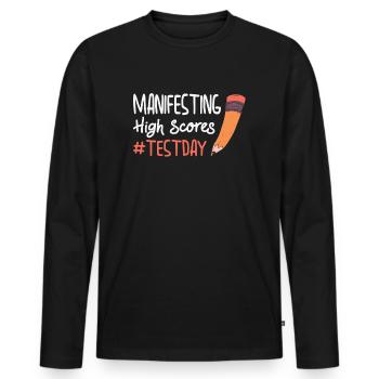 Test Day Manifesting for Students Testing - Men's Premium Organic Long Sleeve Shirt - black - Front - Nico (187cm)