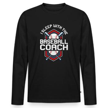 Femme entraîneur de baseball Mère qui travaille - T-shirt manches longues Premium bio Homme - noir - Devant - Nico (187cm)