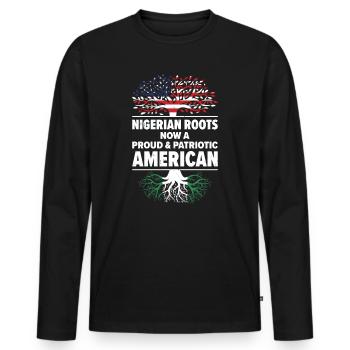 Born Nigerian Nigeria American USA Citizenship - Men's Premium Organic Long Sleeve Shirt - black - Front - Nico (187cm)