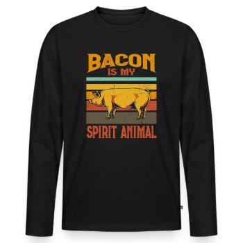 Le bacon barbecue est mon âme animal à fumer de la viande - T-shirt manches longues Premium bio Homme - noir - Devant - Nico (187cm)