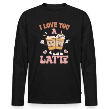 Je t’aime rétro Valentines - T-shirt manches longues Premium bio Homme - noir - Devant - Nico (187cm)