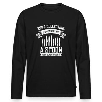 Collectionneur de couteaux Collecte de couteaux - T-shirt manches longues Premium bio Homme - noir - Devant - Nico (187cm)