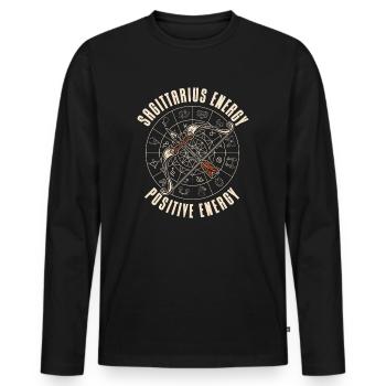 Sagittarius Energy Positivity Constellation - Men's Premium Organic Long Sleeve Shirt - black - Front - Nico (187cm)