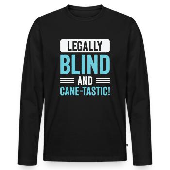 Conscience de la cécité aveugle en braille - T-shirt manches longues Premium bio Homme - noir - Devant - Nico (187cm)