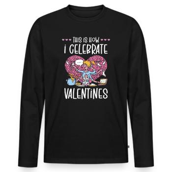 Valentines Day Celebration for Moms Workers - Men's Premium Organic Long Sleeve Shirt - black - Front - Nico (187cm)