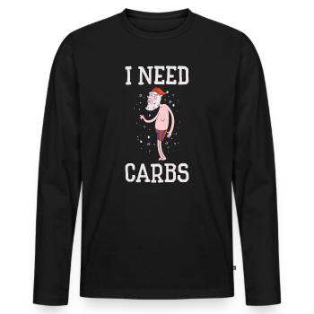 Weihnachten Weihnachtsmann Kohlenhydrate Urlaub - Männer Premium Bio Langarmshirt - Schwarz - Vorne - Nico (187cm)