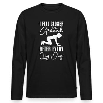 Muskelkater Gewichtheber Bein Tag Fitness Workout - Männer Premium Bio Langarmshirt - Schwarz - Vorne - Nico (187cm)