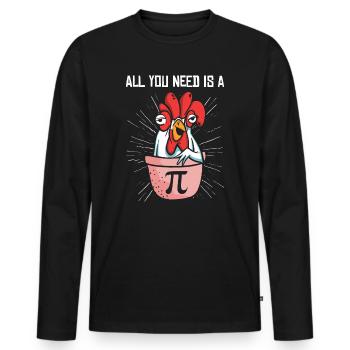 Pi Day Math Pie Chicken Pot Pi Number - Men's Premium Organic Long Sleeve Shirt - black - Front - Nico (187cm)
