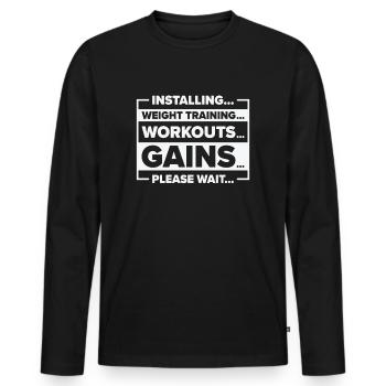 Installieren von Gewichtstraining Gym Lover - Männer Premium Bio Langarmshirt - Schwarz - Vorne - Nico (187cm)