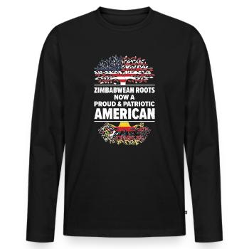 Geboren in Simbabwe Simbabwe Amerikaner USA - Männer Premium Bio Langarmshirt - Schwarz - Vorne - Nico (187cm)