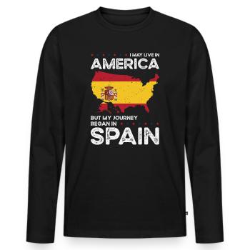Geboren Spanisch Spanien Amerikanisch USA - Männer Premium Bio Langarmshirt - Schwarz - Vorne - Nico (187cm)