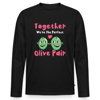 Saint-Valentin Olive Couples Rencontres Romance - T-shirt manches longues Premium bio Homme - noir - Devant - Nico (187cm)