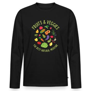 Médecine Naturelle Légumes Végétaliens Amateurs de fruits Fraîcheur - T-shirt manches longues Premium bio Homme - noir - Devant - Nico (187cm)