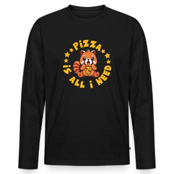 Niedliches Tier Roter Panda Pizza Fan isst Fast - Männer Premium Bio Langarmshirt - Schwarz - Vorne - Nico (187cm)