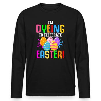Ostern Bunte Eier färben Kaninchen Eierjagd - Männer Premium Bio Langarmshirt - Schwarz - Vorne - Nico (187cm)