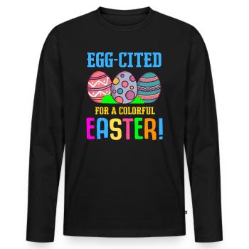 Ostern Bunte Eier färben Kaninchen Eierjagd - Männer Premium Bio Langarmshirt - Schwarz - Vorne - Nico (187cm)
