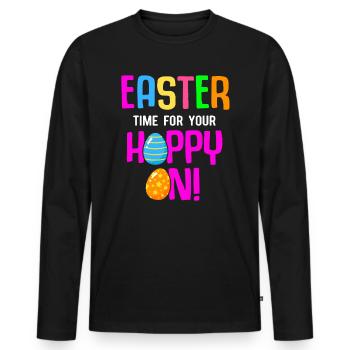 Easter Rabbit Easter Flowers Eggs - Men's Premium Organic Long Sleeve Shirt - black - Front - Nico (187cm)
