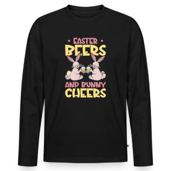 Easter Bunnies Beer Drinking Holiday Rabbit - Männer Premium Bio Langarmshirt - Schwarz - Vorne - Nico (187cm)