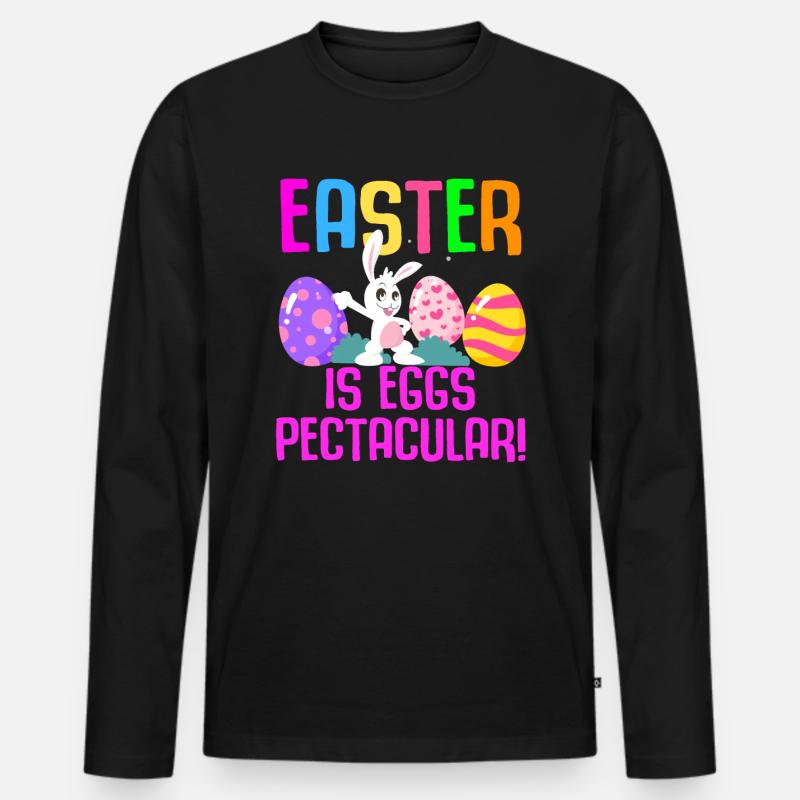 Easter Rabbit Easter Flowers Eggs - Men's Premium Organic Long Sleeve Shirt - black