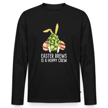 Lapins de Pâques Buveurs de bière Lapins de vacances - T-shirt manches longues Premium bio Homme - noir - Devant - Nico (187cm)