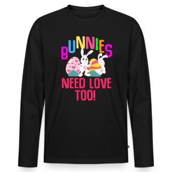 Ostern Kaninchen Osterhase Blumen Eier - Männer Premium Bio Langarmshirt - Schwarz - Vorne - Nico (187cm)