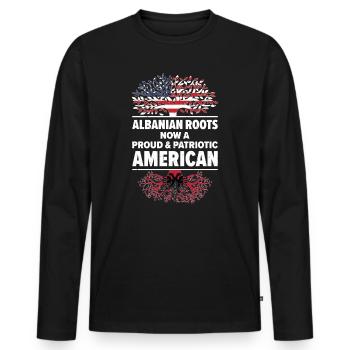 Geboren Albanisch Albanien Amerikanisch USA - Männer Premium Bio Langarmshirt - Schwarz - Vorne - Nico (187cm)
