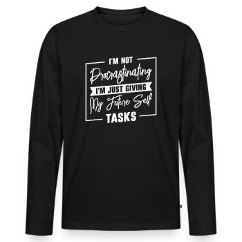 Tâches de procrastination travail de procrastination - T-shirt manches longues Premium bio Homme - noir - Devant - Nico (187cm)
