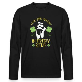 Ballet de la Saint-Patrick Danseur Shamrock Clover - T-shirt manches longues Premium bio Homme - noir - Devant - Nico (187cm)