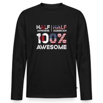Halb Japaner Japaner Amerikaner USA - Männer Premium Bio Langarmshirt - Schwarz - Vorne - Nico (187cm)