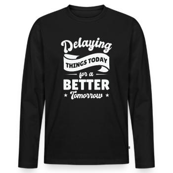 Procrastinating Vintage Fan Procrastinator - Men's Premium Organic Long Sleeve Shirt - black - Front - Nico (187cm)
