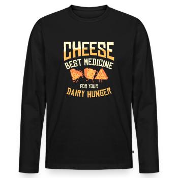 Meilleurs amateurs de fromage laitier Foodie Foodie - T-shirt manches longues Premium bio Homme - noir - Devant - Nico (187cm)