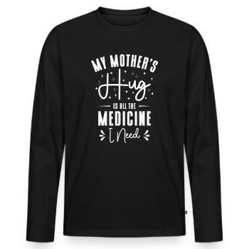 Meilleur médicament Mère Câlin Grand-mère Parents Famille - T-shirt manches longues Premium bio Homme - noir - Devant - Nico (187cm)