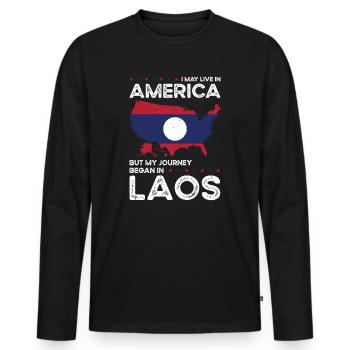Né Laotien Laos États-Unis - T-shirt manches longues Premium bio Homme - noir - Devant - Nico (187cm)