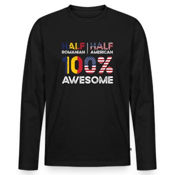 Born Romanian Romania American USA Citizenship - Men's Premium Organic Long Sleeve Shirt - black - Front - Nico (187cm)