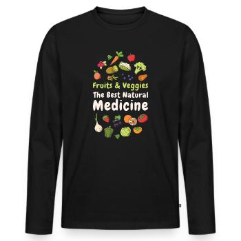 Médecine Naturelle Légumes Végétaliens Amateurs de fruits Fraîcheur - T-shirt manches longues Premium bio Homme - noir - Devant - Nico (187cm)