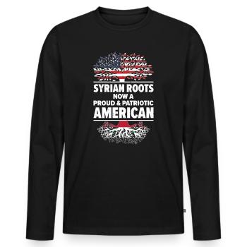 Born Syrian Syria American USA Citizenship - Men's Premium Organic Long Sleeve Shirt - black - Front - Nico (187cm)