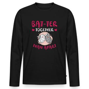 Valentine's Day Cuddling Cute Bats Couple - Men's Premium Organic Long Sleeve Shirt - black - Front - Nico (187cm)
