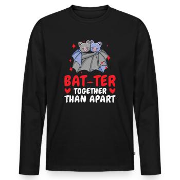 Valentine's Day Cuddling Cute Bats Couple - Men's Premium Organic Long Sleeve Shirt - black - Front - Nico (187cm)
