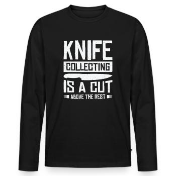 Couteaux collecteurs de couteaux - T-shirt manches longues Premium bio Homme - noir - Devant - Nico (187cm)