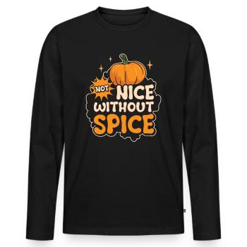 Pumpkin Spice Latte Coffee Lover Retro Typography - Men's Premium Organic Long Sleeve Shirt - black - Front - Nico (187cm)