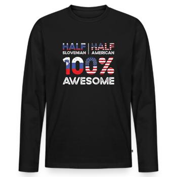 Né slovène Slovénie États-Unis - T-shirt manches longues Premium bio Homme - noir - Devant - Nico (187cm)